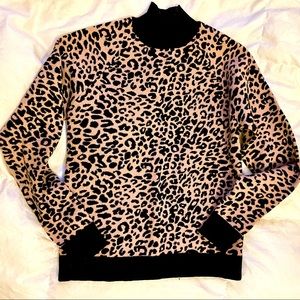 Leopard Print Turtleneck Sweater, Lightweight • ASOS Design sz XS